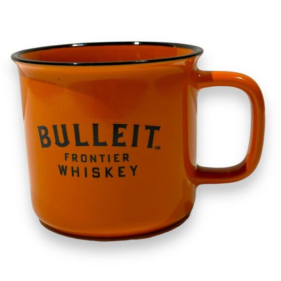 Bulleit Bourbon Frontier Whiskey Campfire Mug Coffee Cup Orange Ceramic - Picture 1 of 6